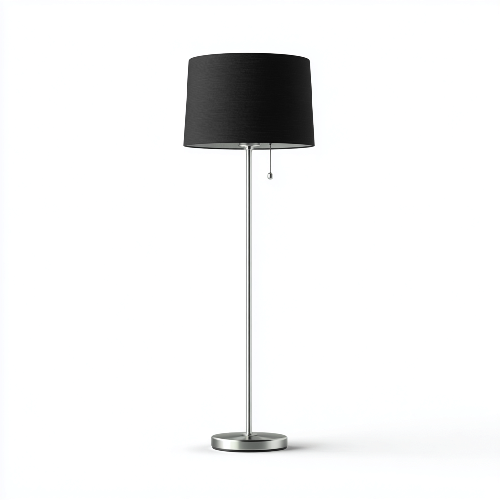 Vloerlamp van metaal en stof 34x160 cm - zilver en zwart - geschikt voor woonkamer - modern minimalistisch design-Domainixe