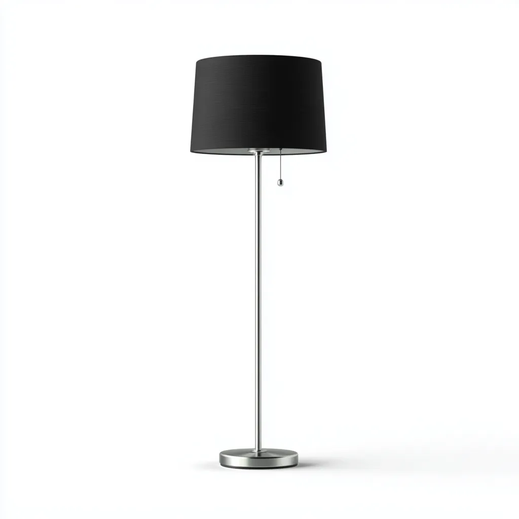 Vloerlamp van metaal en stof 34x160 cm - zilver en zwart - geschikt voor woonkamer - modern minimalistisch design-Domainixe