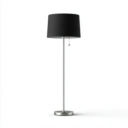 Vloerlamp van metaal en stof 34x160 cm - zilver en zwart - geschikt voor woonkamer - modern minimalistisch design-Domainixe