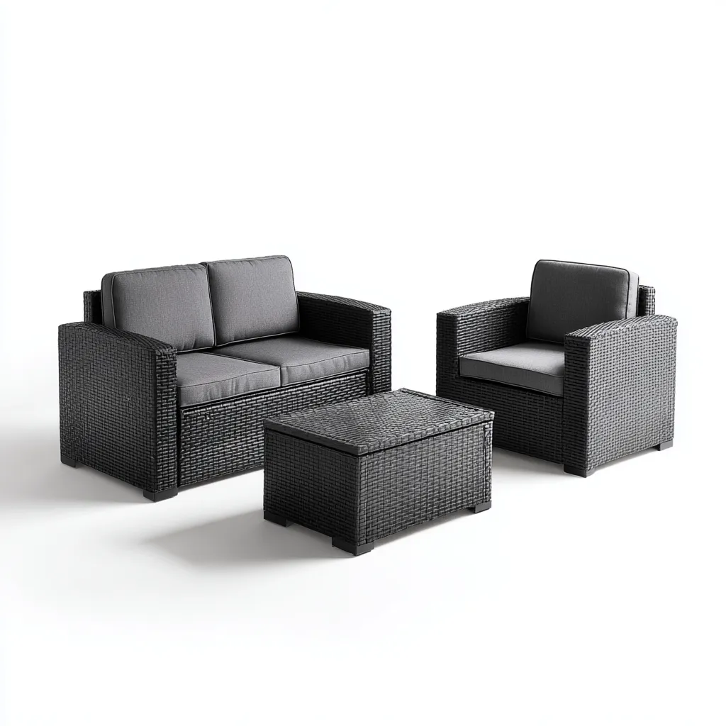Tuinsofa set wicker vlechtwerk met grijze kussens 165x75x70 cm - modern ontwerp - geschikt voor buitengebruik-Domainixe