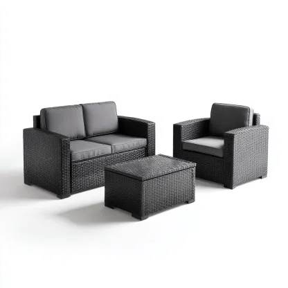 Tuinsofa set wicker vlechtwerk met grijze kussens 165x75x70 cm - modern ontwerp - geschikt voor buitengebruik-Domainixe