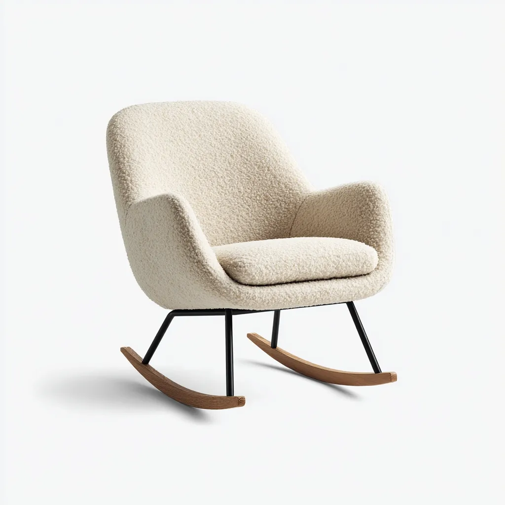 Schommelstoel Stof 78x70x90 cm - Crèmekleurig - Modern design met metalen frame - Geschikt voor woonkamer-Domainixe