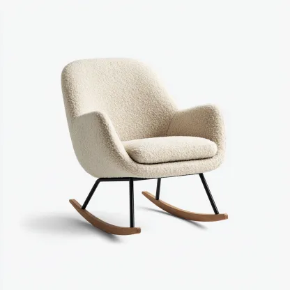 Schommelstoel Stof 78x70x90 cm - Crèmekleurig - Modern design met metalen frame - Geschikt voor woonkamer-Domainixe