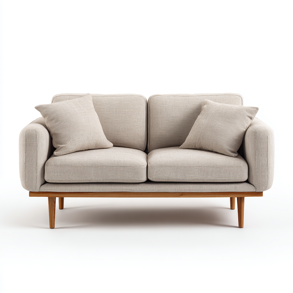 Twee zitsbank - stoffen bekleding 168x85x82 cm - beige - Scandinavisch design - geschikt voor woonkamer-Domainixe