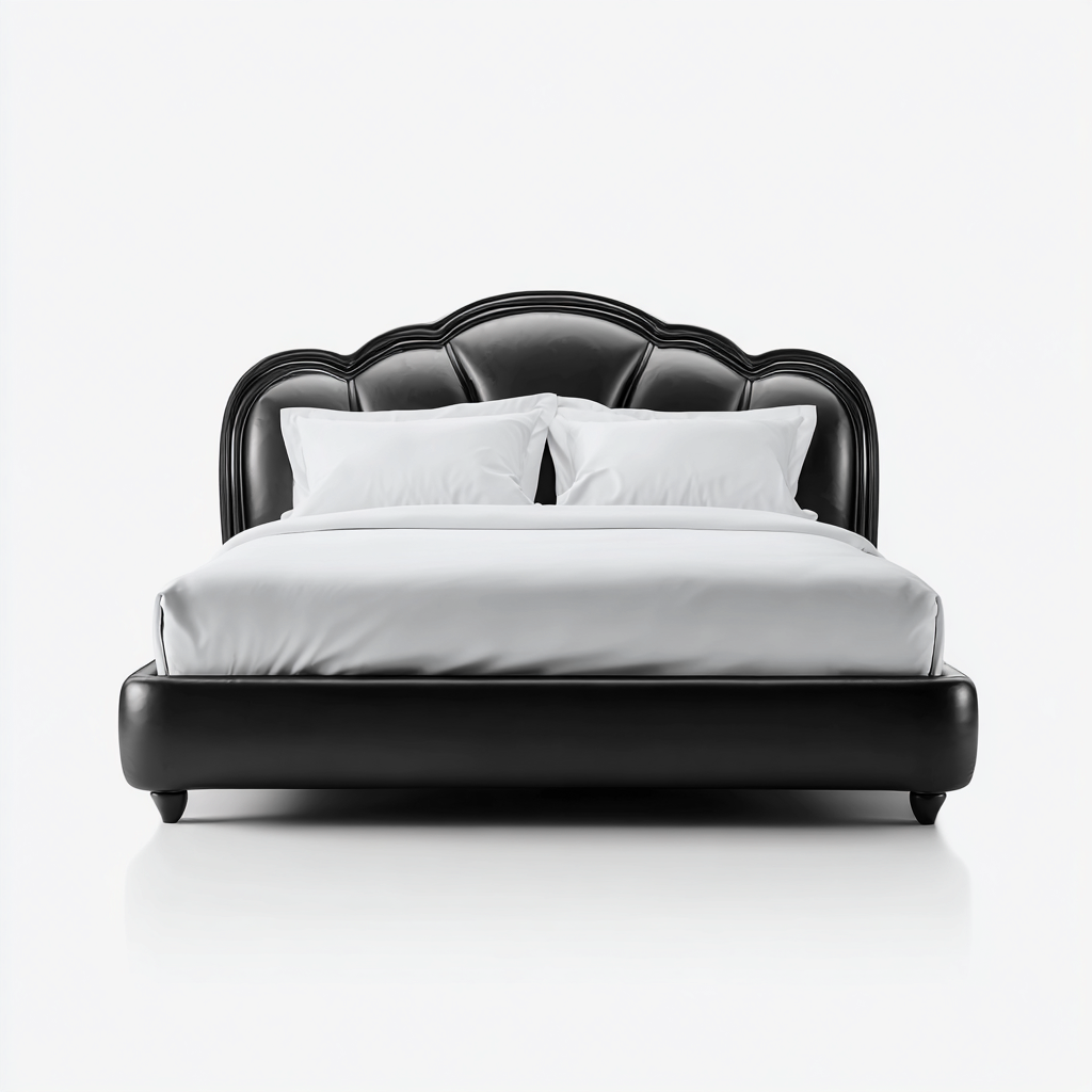 Tweepersoonsbed kunstleer 200x180x110 cm - zwart - geschikt voor slaapkamer - modern design-Domainixe