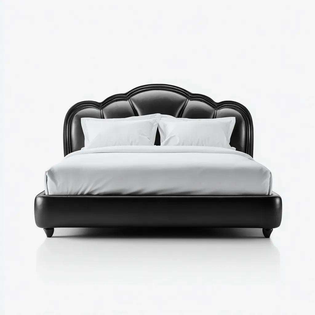 Tweepersoonsbed kunstleer 200x180x110 cm - zwart - geschikt voor slaapkamer - modern design-Domainixe