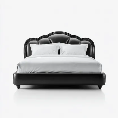 Tweepersoonsbed kunstleer 200x180x110 cm - zwart - geschikt voor slaapkamer - modern design-Domainixe