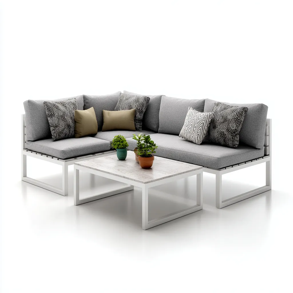 Tuinsofa hoekset aluminium frame met grijze kussens 235x235x70 cm - modern ontwerp - geschikt voor buitengebruik-Domainixe