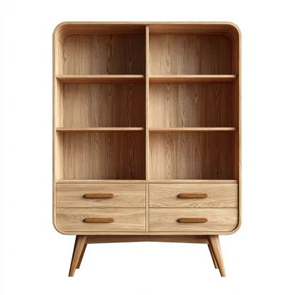 Boekenkast massief hout 100x40x150 cm - lichtbruin - Scandinavisch design - voor woonkamer en kantoor-Domainixe