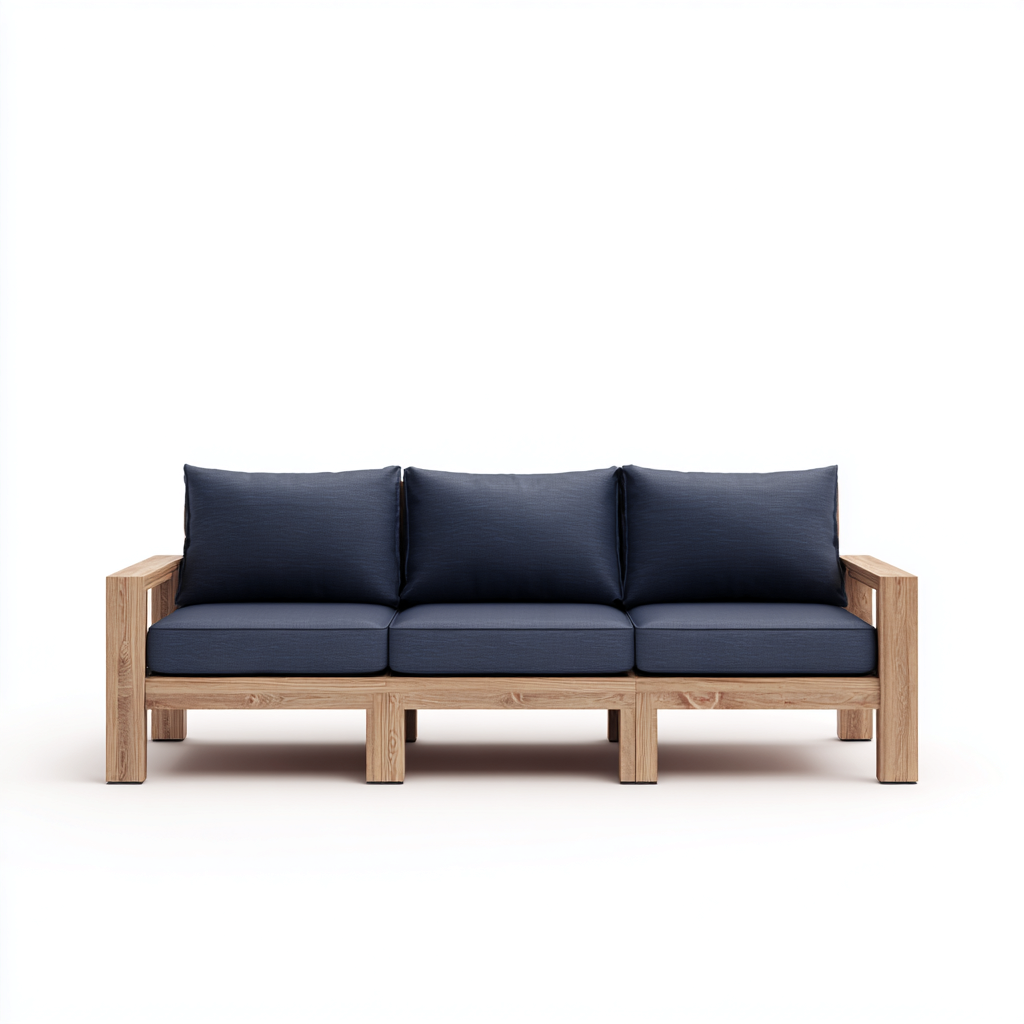 Tuinsofa houten frame met donkerblauwe kussens 200x80x80 cm - modern ontwerp - geschikt voor buitengebruik-Domainixe