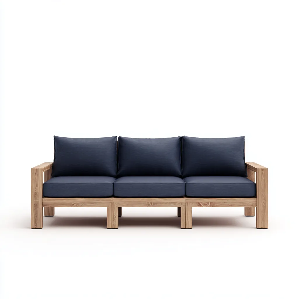Tuinsofa houten frame met donkerblauwe kussens 200x80x80 cm - modern ontwerp - geschikt voor buitengebruik-Domainixe