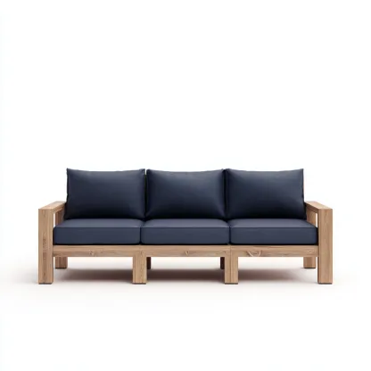 Tuinsofa houten frame met donkerblauwe kussens 200x80x80 cm - modern ontwerp - geschikt voor buitengebruik-Domainixe