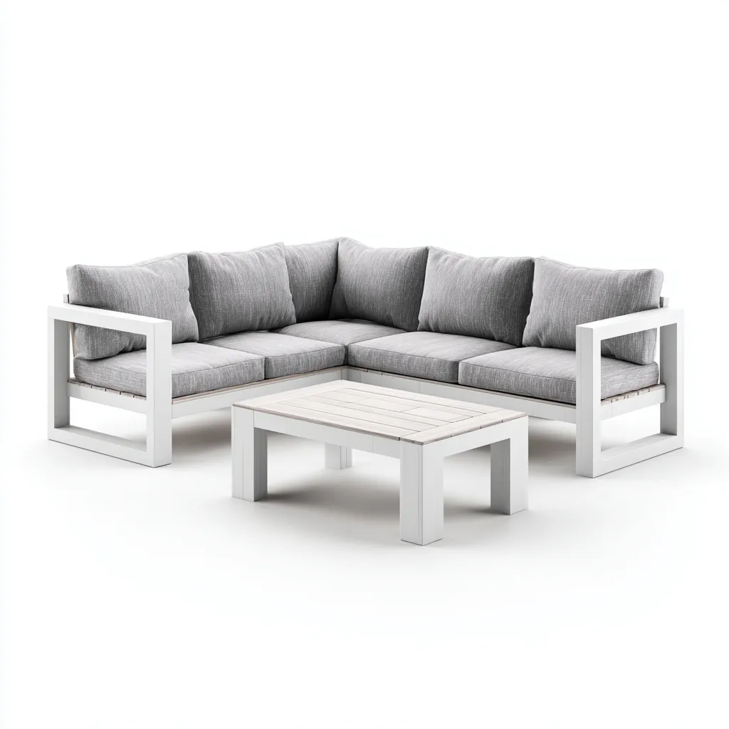 Tuinsofa hoekset aluminium frame met grijze kussens 240x240x70 cm - modern ontwerp - geschikt voor buitengebruik-Domainixe