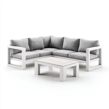 Tuinsofa hoekset aluminium frame met grijze kussens 240x240x70 cm - modern ontwerp - geschikt voor buitengebruik-Domainixe