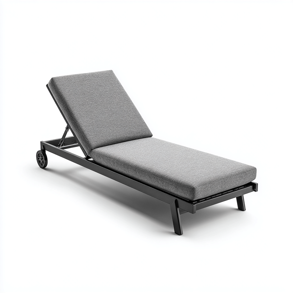 Ligstoel Metaal-Textiel 200x70x85 cm - Grijs - Zwart - Modern Design - Voor Tuin-Domainixe