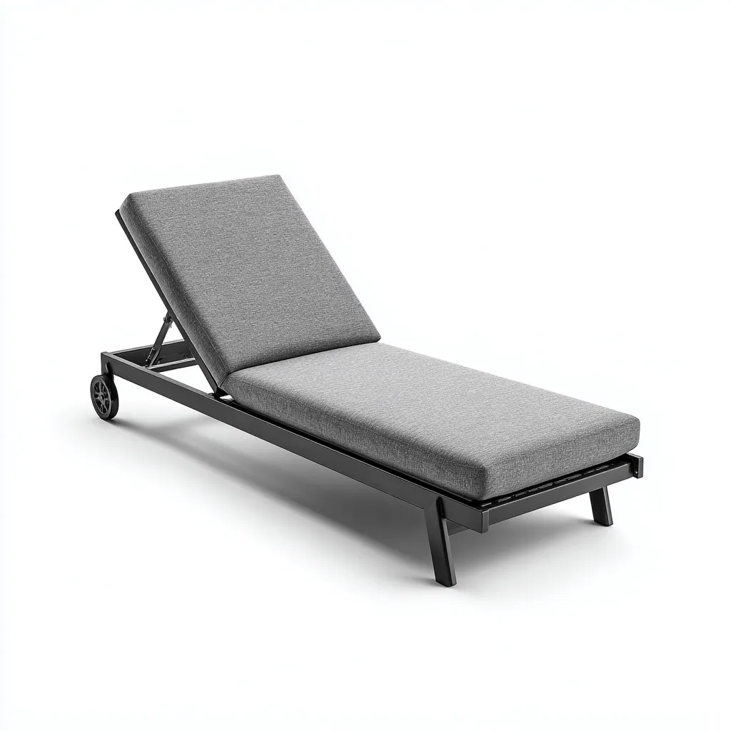 Ligstoel Metaal-Textiel 200x70x85 cm - Grijs - Zwart - Modern Design - Voor Tuin-Domainixe