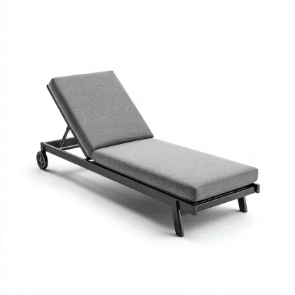 Ligstoel Metaal-Textiel 200x70x85 cm - Grijs - Zwart - Modern Design - Voor Tuin-Domainixe