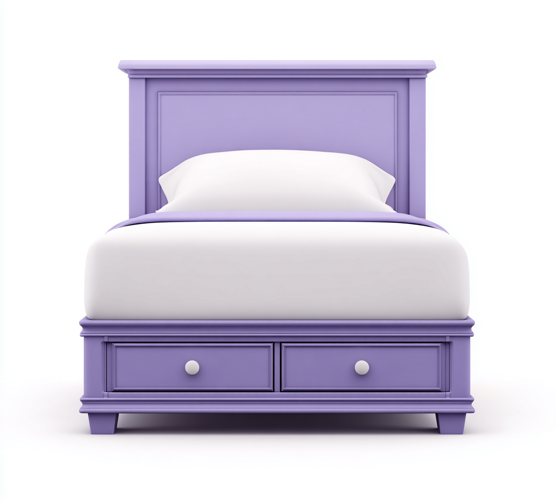 Eenpersoonsbed hout 200x110x100 cm - lavendelpaars - met opbergladen - klassiek modern design - geschikt voor slaapkamer-Domainixe