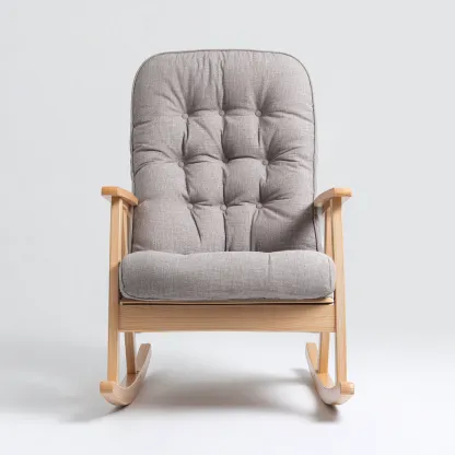 Schommelstoel Stof - Hout 85x70x100 cm - Lichtgrijs - Scandinavisch ontwerp met gewatteerde zitting - Geschikt voor woonkamer-Domainixe