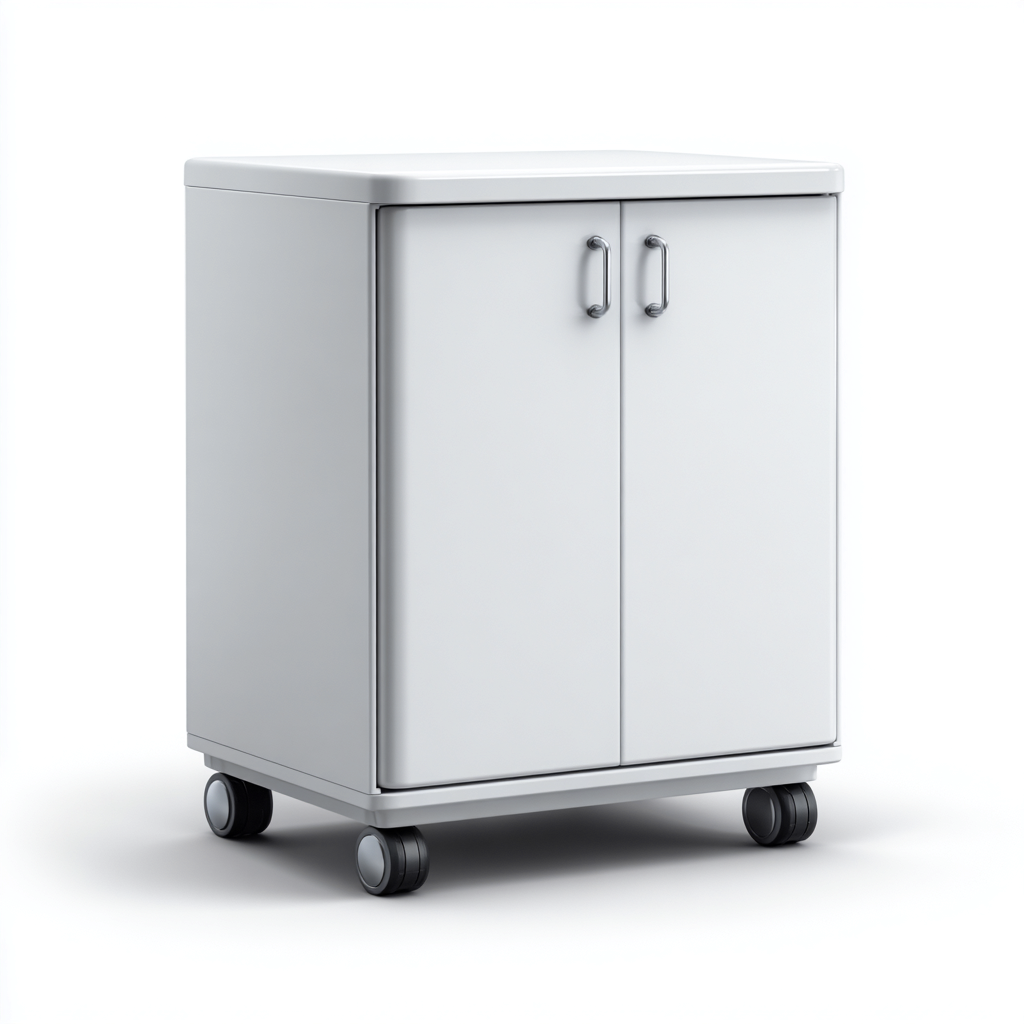 Archiefkast Metaal 45x40x70 cm - Wit - Modern Design - Met Deuren en Wielen - Voor Kantoor-Domainixe