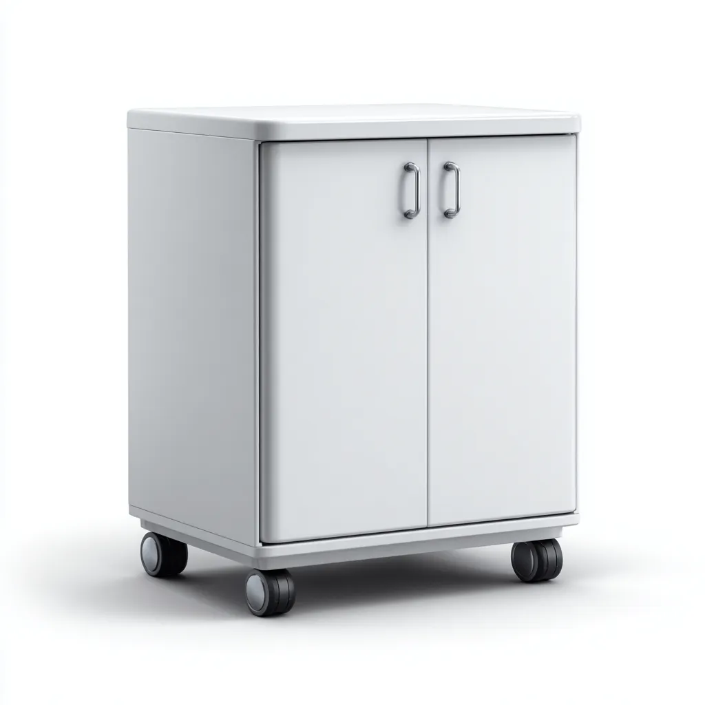 Archiefkast Metaal 45x40x70 cm - Wit - Modern Design - Met Deuren en Wielen - Voor Kantoor-Domainixe