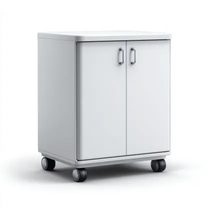 Archiefkast Metaal 45x40x70 cm - Wit - Modern Design - Met Deuren en Wielen - Voor Kantoor-Domainixe