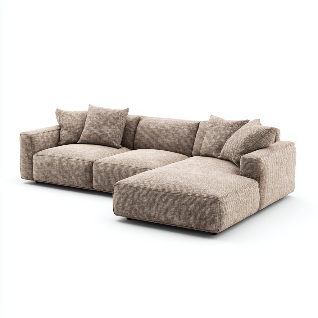Hoekbank - Stoffen bekleding 285x175x85 cm - Beige - Eigentijds design met brede chaise longue - Geschikt voor woonkamer-Domainixe
