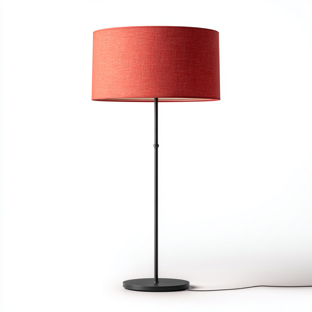 Vloerlamp van metaal en stof 37x158 cm - zwart en rood - geschikt voor woonkamer - modern cilindervormig design-Domainixe
