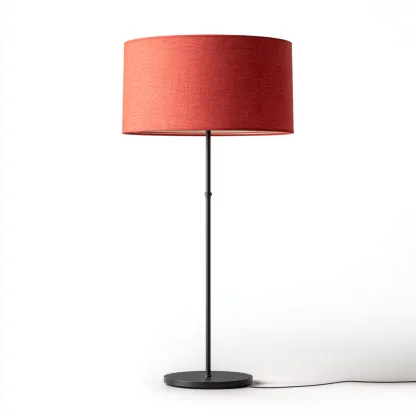 Vloerlamp van metaal en stof 37x158 cm - zwart en rood - geschikt voor woonkamer - modern cilindervormig design-Domainixe