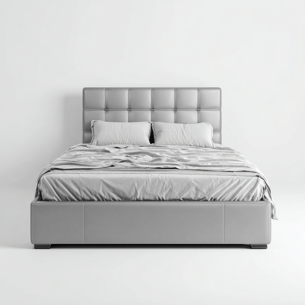 Tweepersoonsbed kunstleer 200x180x105 cm - grijs - geschikt voor slaapkamer - modern luxe design-Domainixe