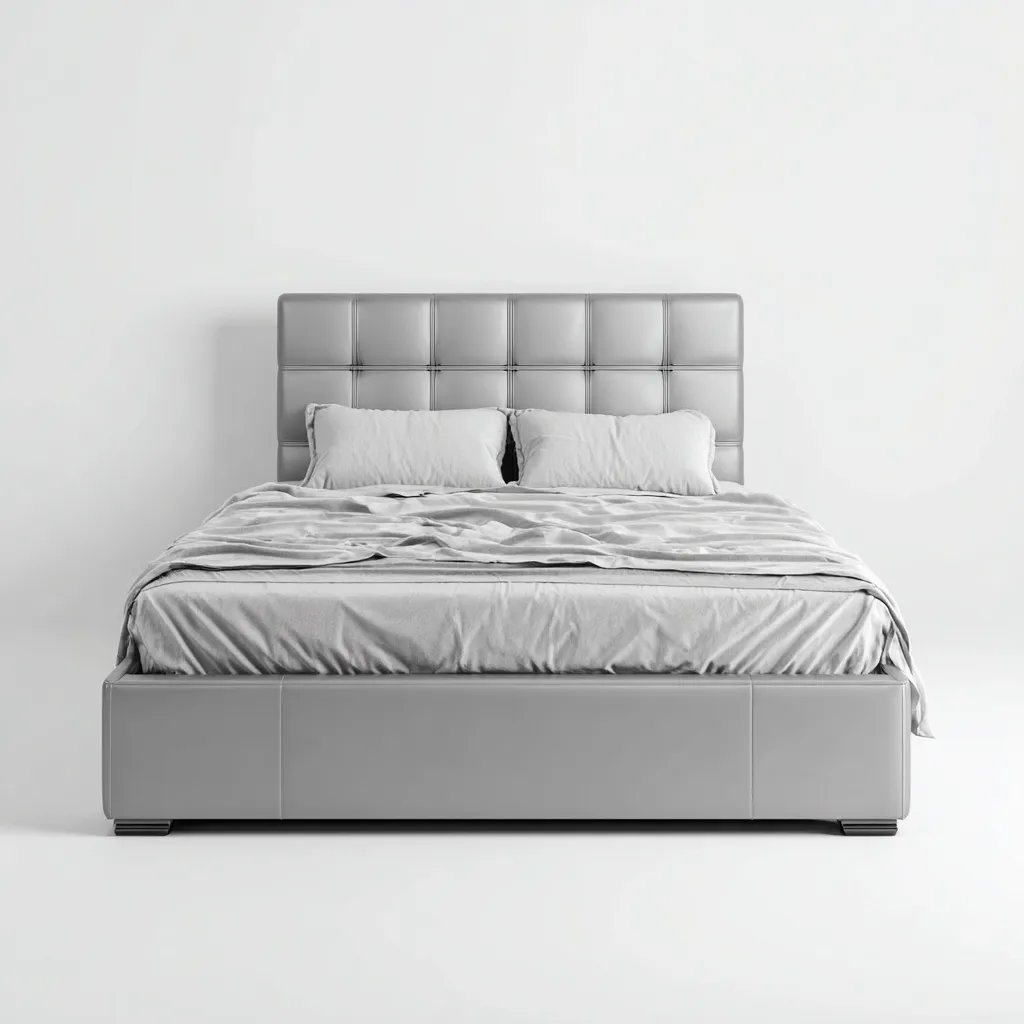 Tweepersoonsbed kunstleer 200x180x105 cm - grijs - geschikt voor slaapkamer - modern luxe design-Domainixe