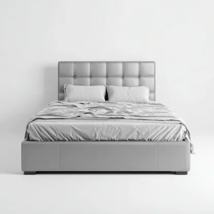 Tweepersoonsbed kunstleer 200x180x105 cm - grijs - geschikt voor slaapkamer - modern luxe design-Domainixe