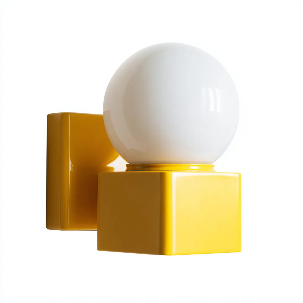 Wandlamp metaal en glas 17x25 cm - geel en wit - modern geometrisch ontwerp - geschikt voor woonkamer of slaapkamer-Domainixe