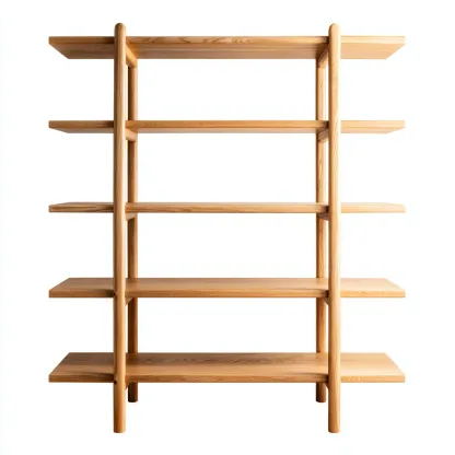 Boekenkast massief eikenhout 100x35x160 cm - lichtbruin - Scandinavisch design - voor woonkamer en kantoor-Domainixe