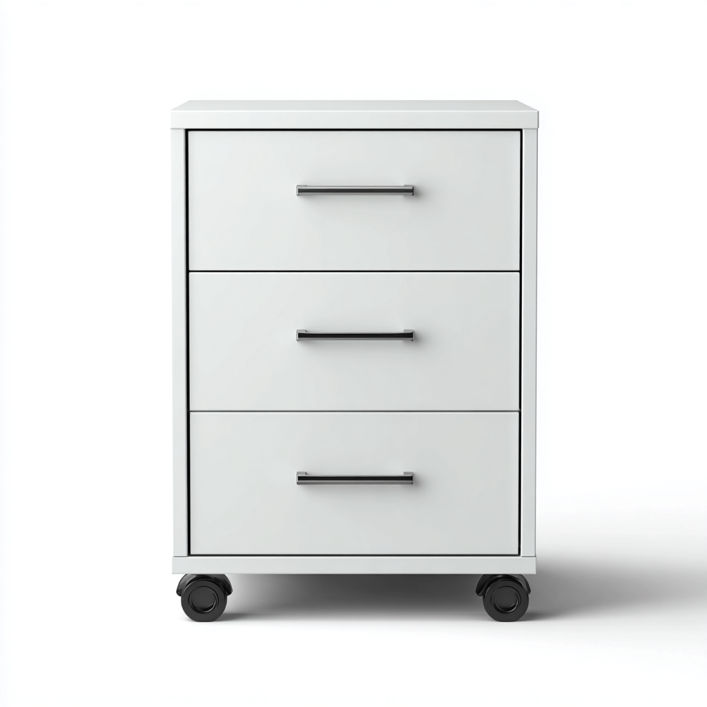 Archiefkast Metaal 42x45x65 cm - Wit - Modern Design - Met Wielen - Voor Kantoor-Domainixe