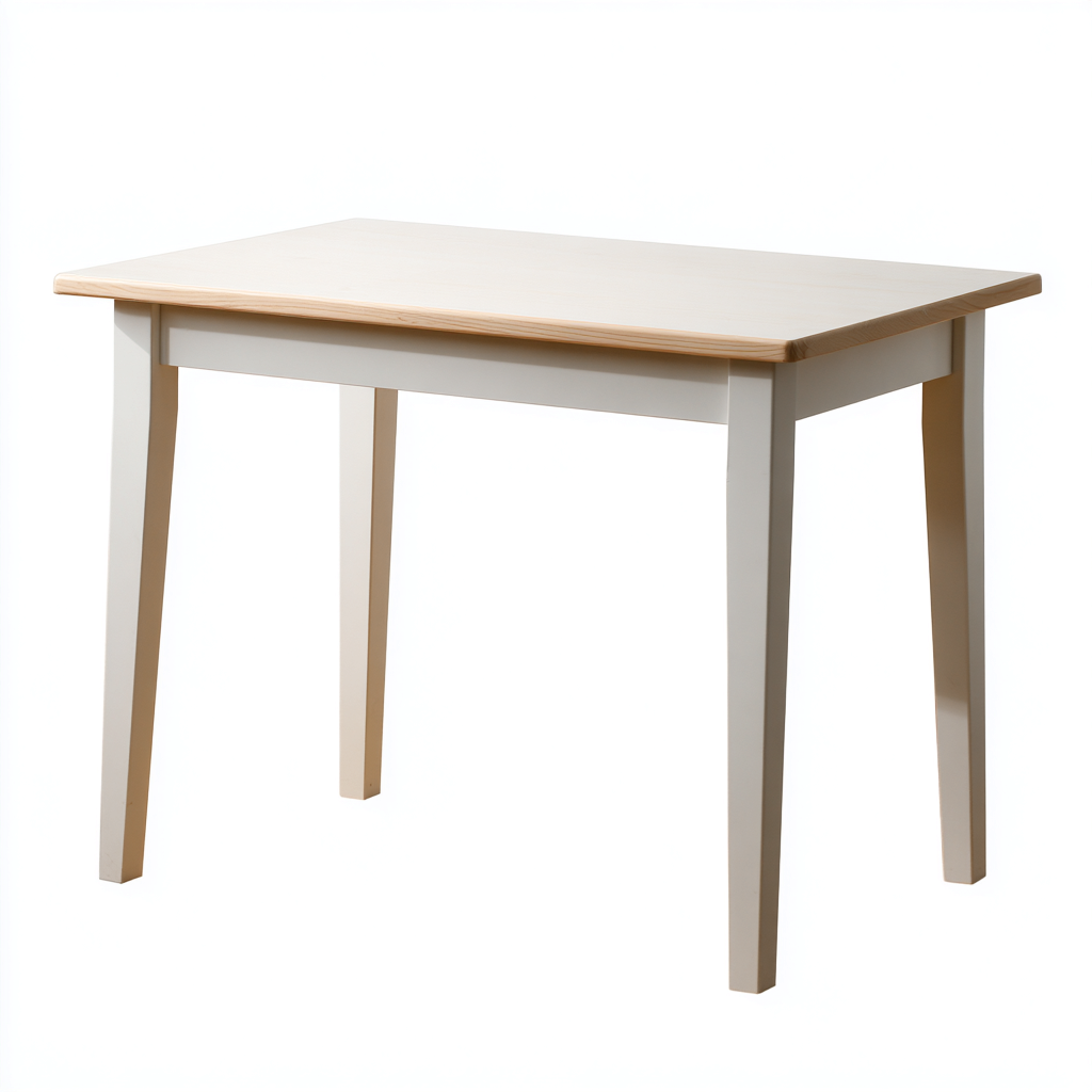 Bureau in massief hout 110x60x75 cm - wit - natuurlijk - geschikt voor thuiskantoor - klassiek modern design-Domainixe