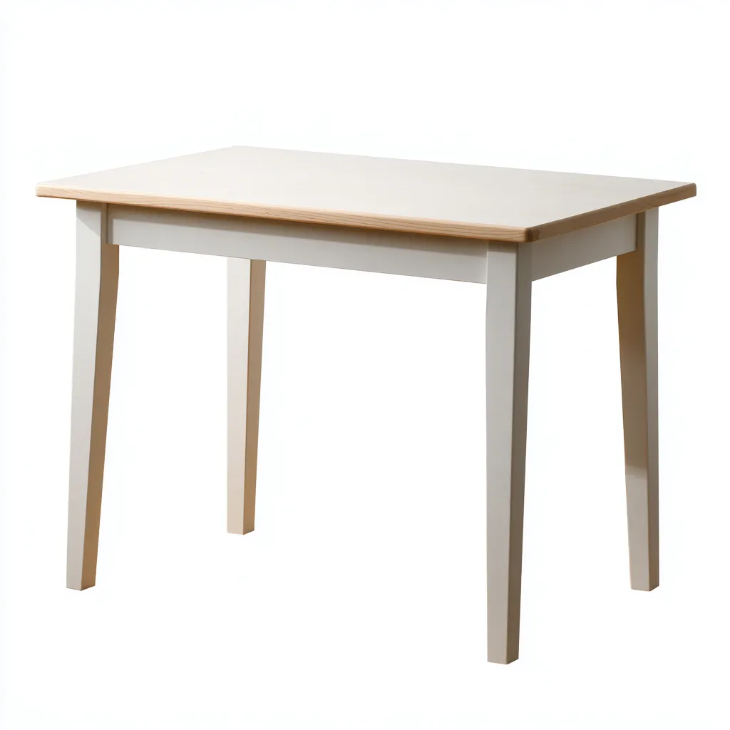 Bureau in massief hout 110x60x75 cm - wit - natuurlijk - geschikt voor thuiskantoor - klassiek modern design-Domainixe