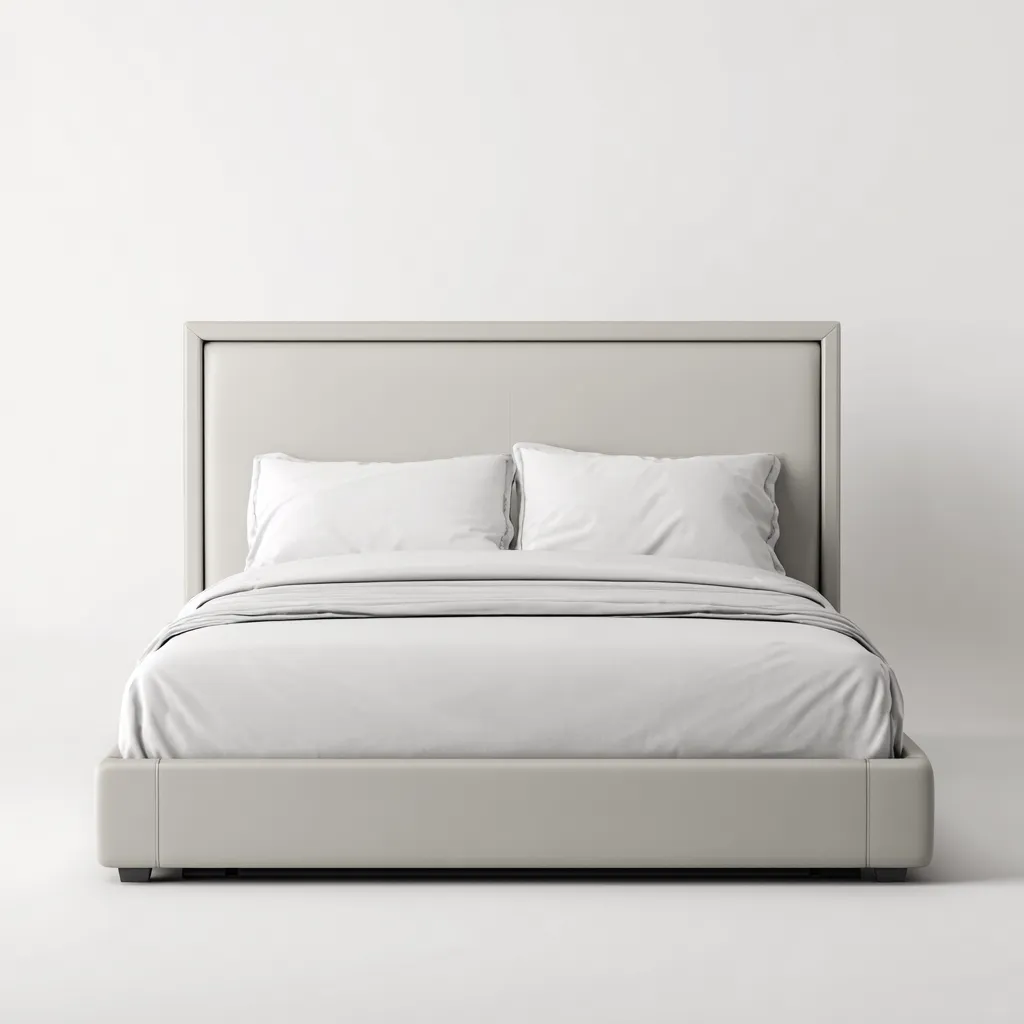 Tweepersoonsbed kunstleer 200x180x105 cm - lichtgrijs - geschikt voor slaapkamer - modern design-Domainixe