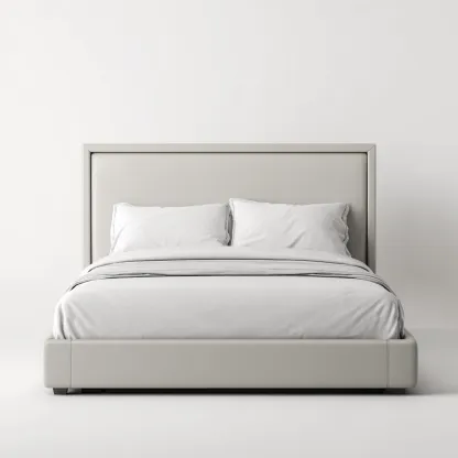 Tweepersoonsbed kunstleer 200x180x105 cm - lichtgrijs - geschikt voor slaapkamer - modern design-Domainixe