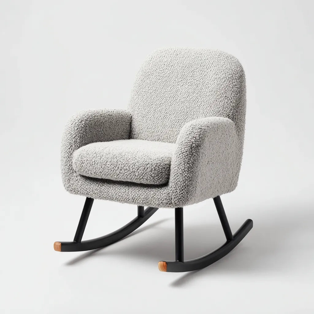 Schommelstoel Stof - Metaal 82x72x90 cm - Lichtgrijs - Modern design met zachte bekleding - Geschikt voor woonkamer-Domainixe