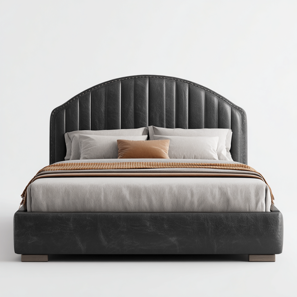 Tweepersoonsbed kunstleer 200x180x110 cm - grijs - geschikt voor slaapkamer - modern design-Domainixe