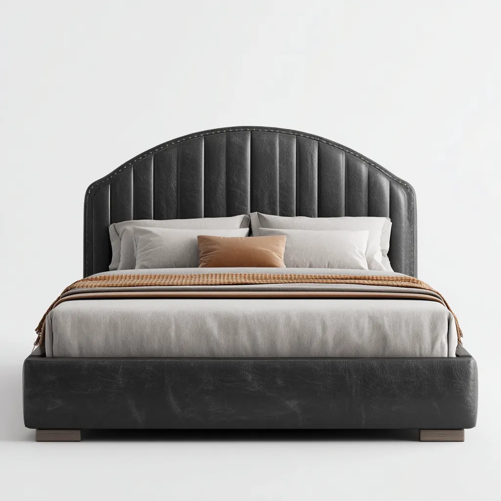 Tweepersoonsbed kunstleer 200x180x110 cm - grijs - geschikt voor slaapkamer - modern design-Domainixe