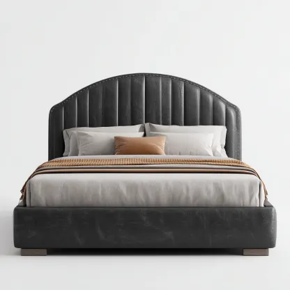 Tweepersoonsbed kunstleer 200x180x110 cm - grijs - geschikt voor slaapkamer - modern design-Domainixe