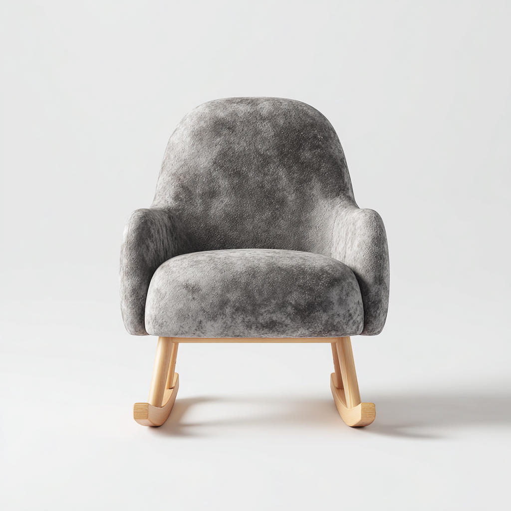 Schommelstoel Stof - Hout 78x74x95 cm - Grijs - Modern design met afgeronde vormen - Geschikt voor woonkamer-Domainixe