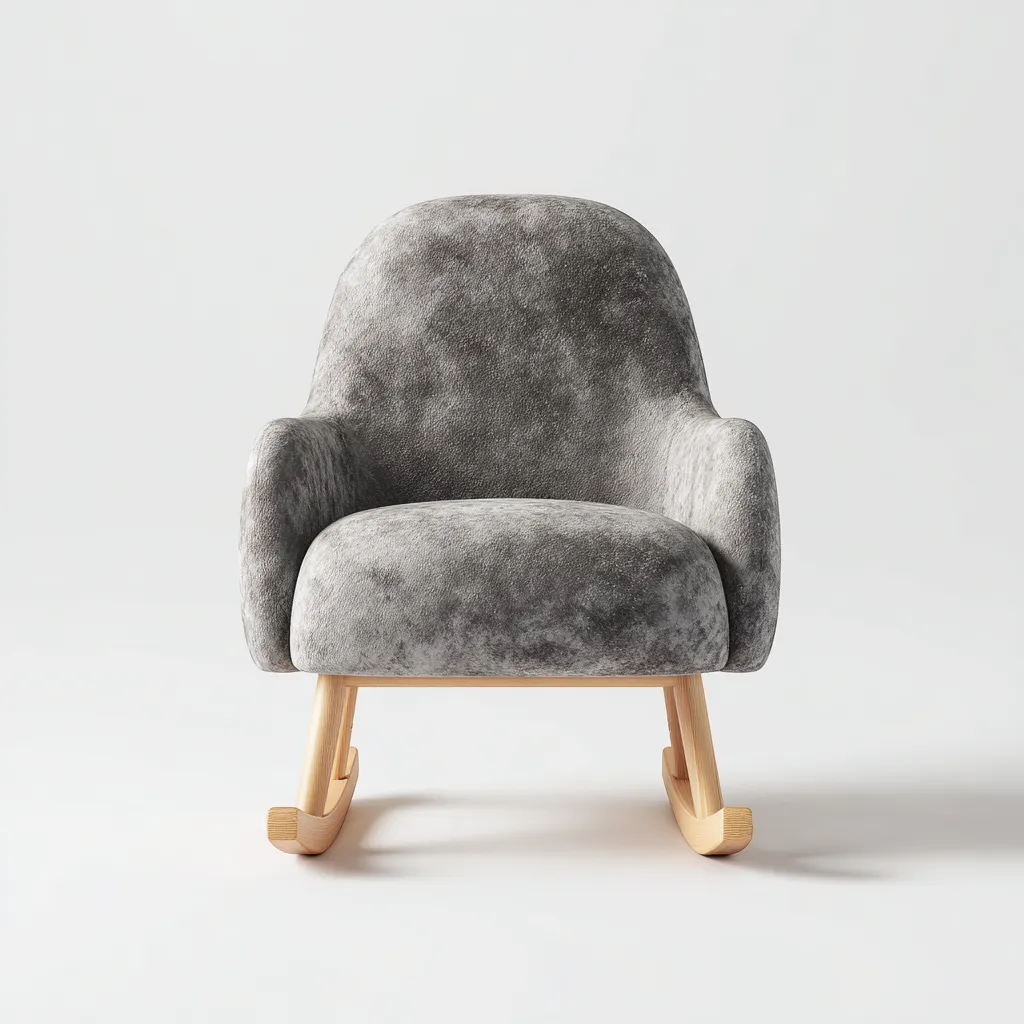 Schommelstoel Stof - Hout 78x74x95 cm - Grijs - Modern design met afgeronde vormen - Geschikt voor woonkamer-Domainixe