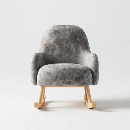 Schommelstoel Stof - Hout 78x74x95 cm - Grijs - Modern design met afgeronde vormen - Geschikt voor woonkamer-Domainixe