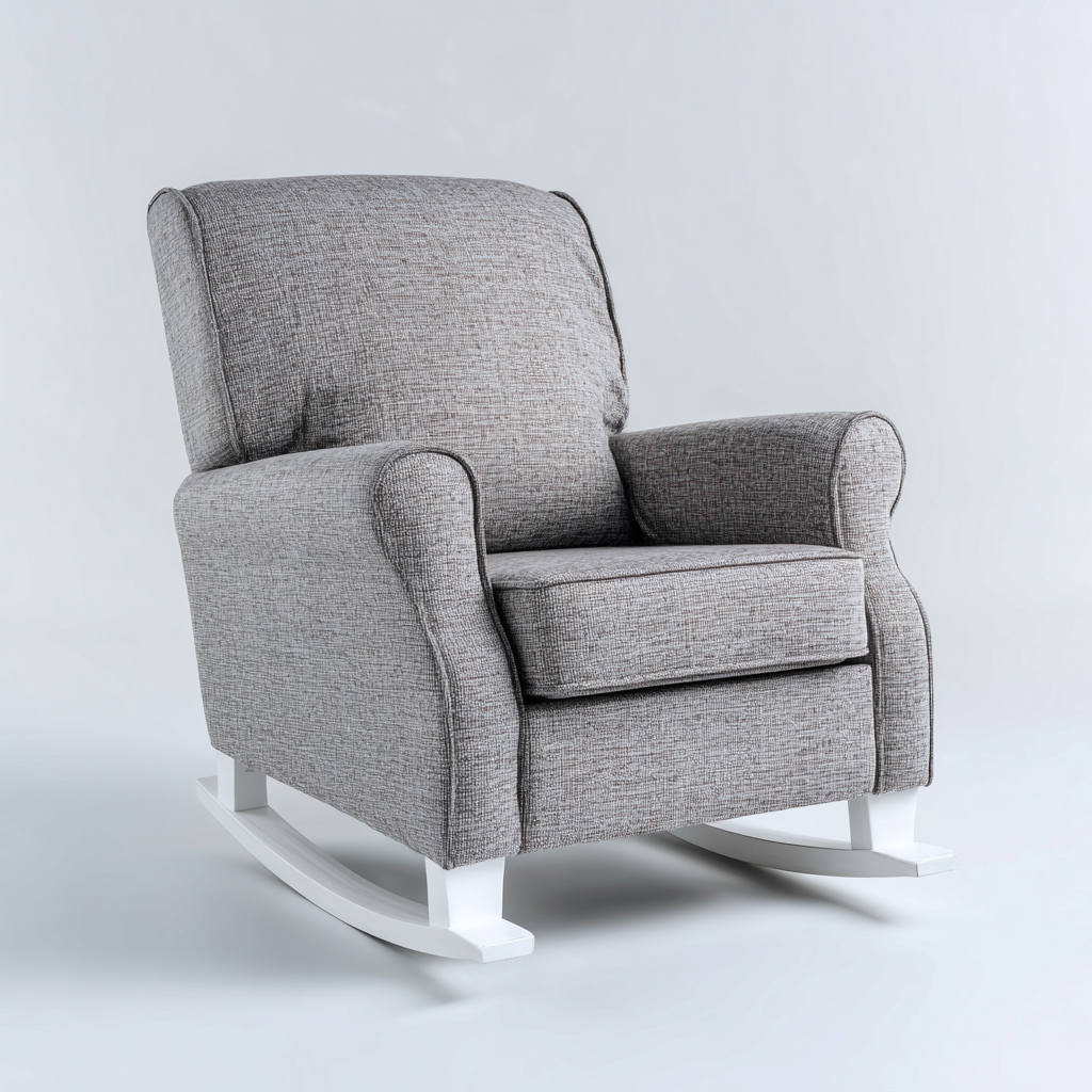 Schommelstoel Stof - Hout 90x85x100 cm - Lichtgrijs - Klassiek design met comfortabele zitting - Geschikt voor woonkamer-Domainixe