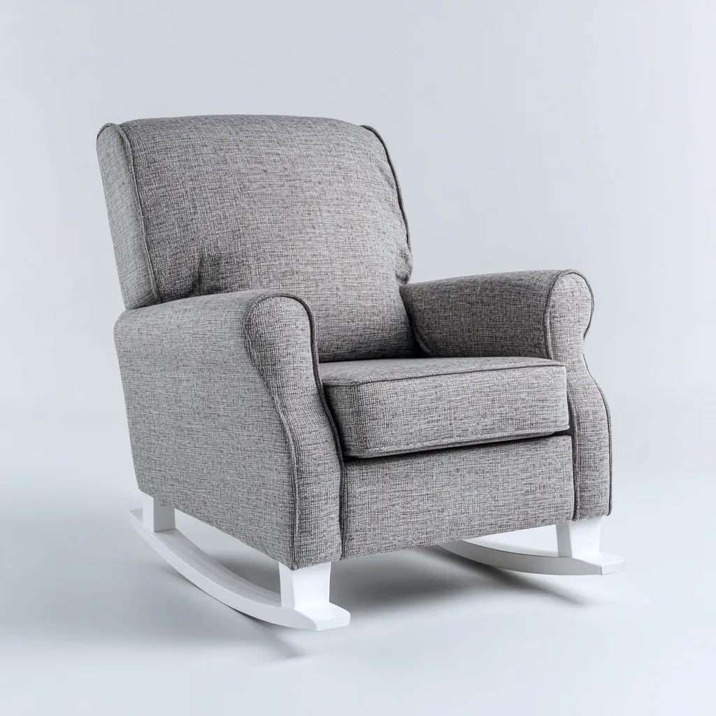 Schommelstoel Stof - Hout 90x85x100 cm - Lichtgrijs - Klassiek design met comfortabele zitting - Geschikt voor woonkamer-Domainixe