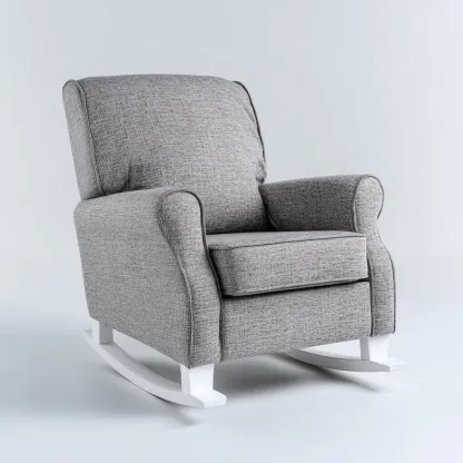 Schommelstoel Stof - Hout 90x85x100 cm - Lichtgrijs - Klassiek design met comfortabele zitting - Geschikt voor woonkamer-Domainixe