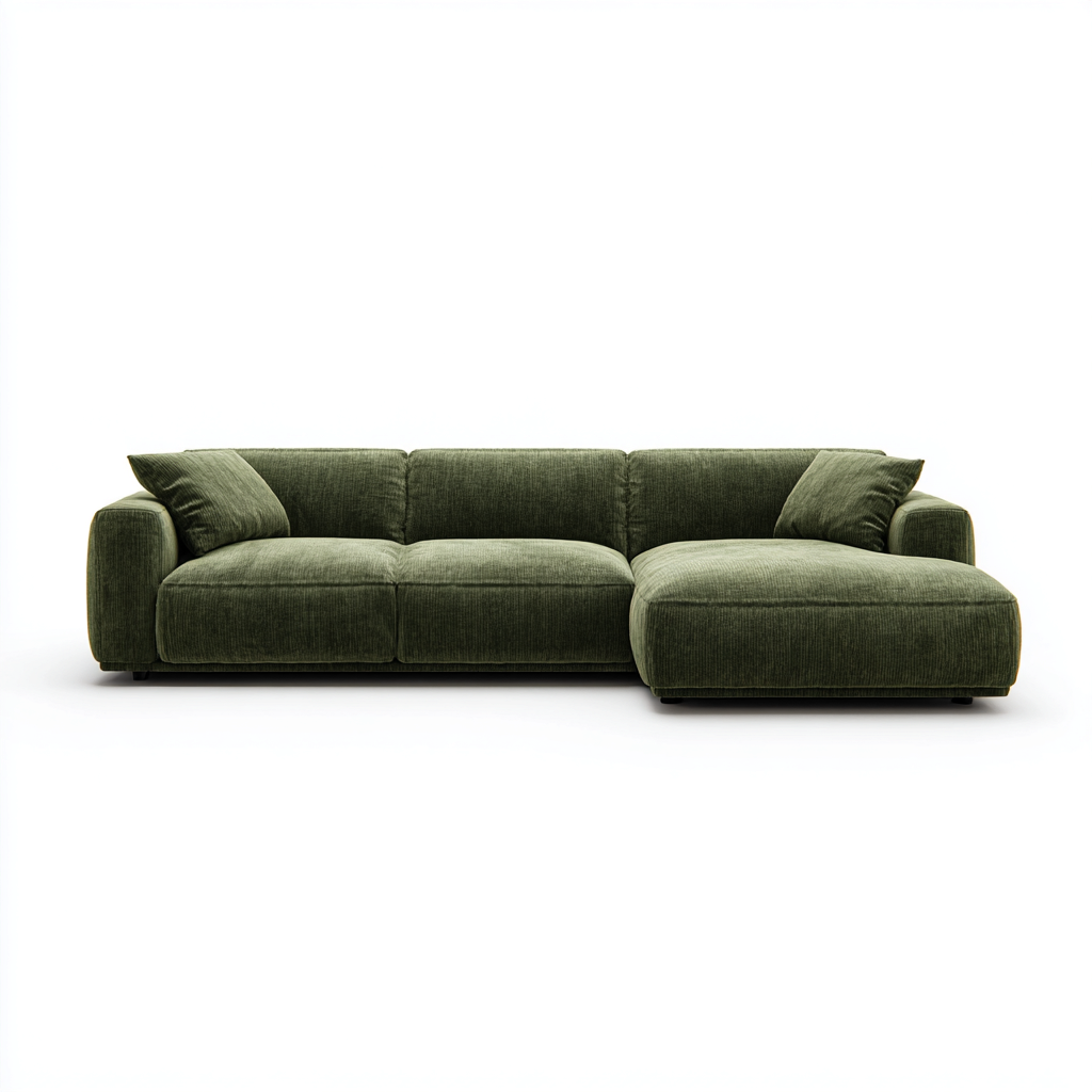 Hoekbank - Stoffen bekleding 285x175x85 cm - Donkergroen - Modern design met ruime chaise longue - Geschikt voor woonkamer-Domainixe